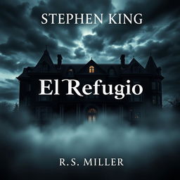 A book cover design in the style of Stephen King featuring a large, dark mansion that looks ancient and eerie