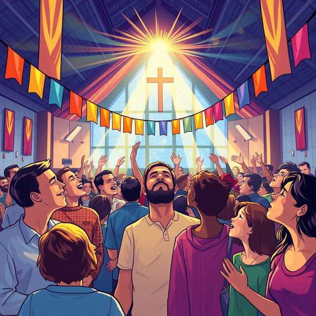 A vivid illustration depicting the dynamic essence of Pentecostalism and its influence on the future of Christianity