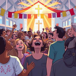 A vivid illustration depicting the dynamic essence of Pentecostalism and its influence on the future of Christianity