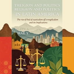 A sophisticated book cover for 'Religion and Politics in Latin America: The Rise of Evangelicalism and its Implications' by Lee, Hae Y
