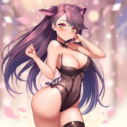 An anime-style illustration of a sexy female character in a playful 'doggy style' pose, showcasing her alluring curves and a confident demeanor