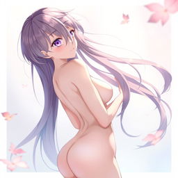 An anime-style illustration of a semi-nude character, featuring an enchanting female figure with tasteful hints of allure