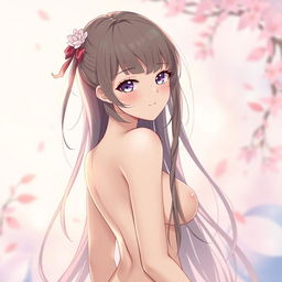 An anime-style illustration of a semi-nude character, featuring an enchanting female figure with tasteful hints of allure