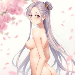 An anime-style illustration of a semi-nude character, featuring an enchanting female figure with tasteful hints of allure