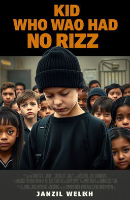 A book cover for 'The Kid Who Had No Rizz', inspired by the movie poster for '8 Mile'