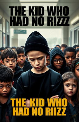 A book cover for 'The Kid Who Had No Rizz', inspired by the movie poster for '8 Mile'
