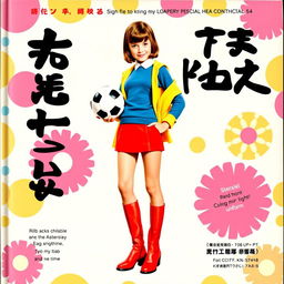 A vibrant cover featuring a girl in a sporty uniform, wearing a miniskirt and striking red boots
