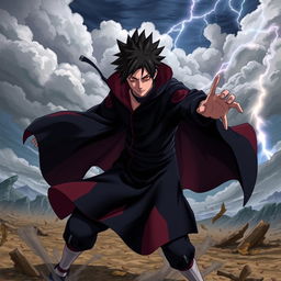 A dynamic, high-action illustration of Minato Namikaze in his Madara Uchiha form