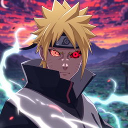 A striking image of Minato Namikaze from Naruto, featuring his iconic spiky blonde hair, wearing his signature Hokage cloak