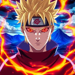 A striking image of Minato Namikaze from Naruto, featuring his iconic spiky blonde hair, wearing his signature Hokage cloak