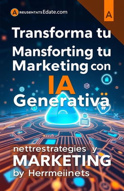 A captivating and informative presentation cover titled "Transforma tu Marketing con IA Generativa: Estrategias y Herramientas"