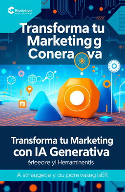 A captivating and informative presentation cover titled "Transforma tu Marketing con IA Generativa: Estrategias y Herramientas"