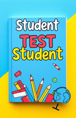 A creative and colorful test cover book designed for students, featuring a vibrant and engaging front cover