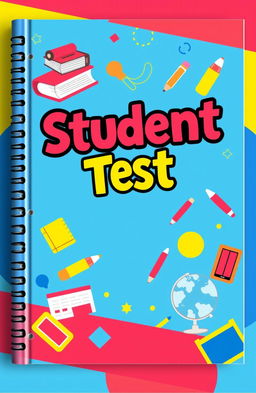 A creative and colorful test cover book designed for students, featuring a vibrant and engaging front cover