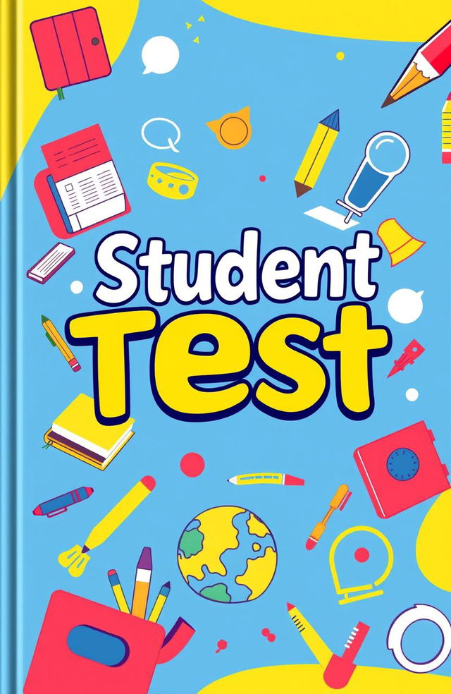 A creative and colorful test cover book designed for students, featuring a vibrant and engaging front cover