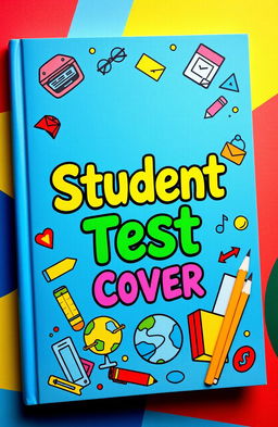 A creative and colorful test cover book designed for students, featuring a vibrant and engaging front cover