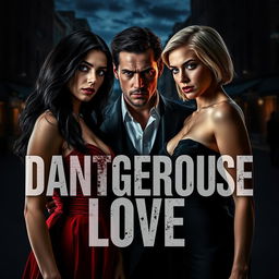 A dramatic and intense scene portraying a passionate love triangle involving two sisters and one man, encapsulating themes of betrayal and tension in a thriller atmosphere