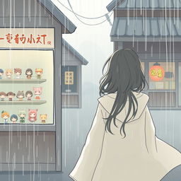 A melancholic rainy day scene showcasing an Asian aesthetic