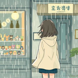 A melancholic rainy day scene showcasing an Asian aesthetic