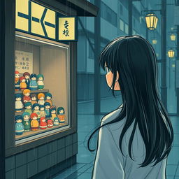 A melancholic rainy day scene capturing an Asian-inspired ambiance