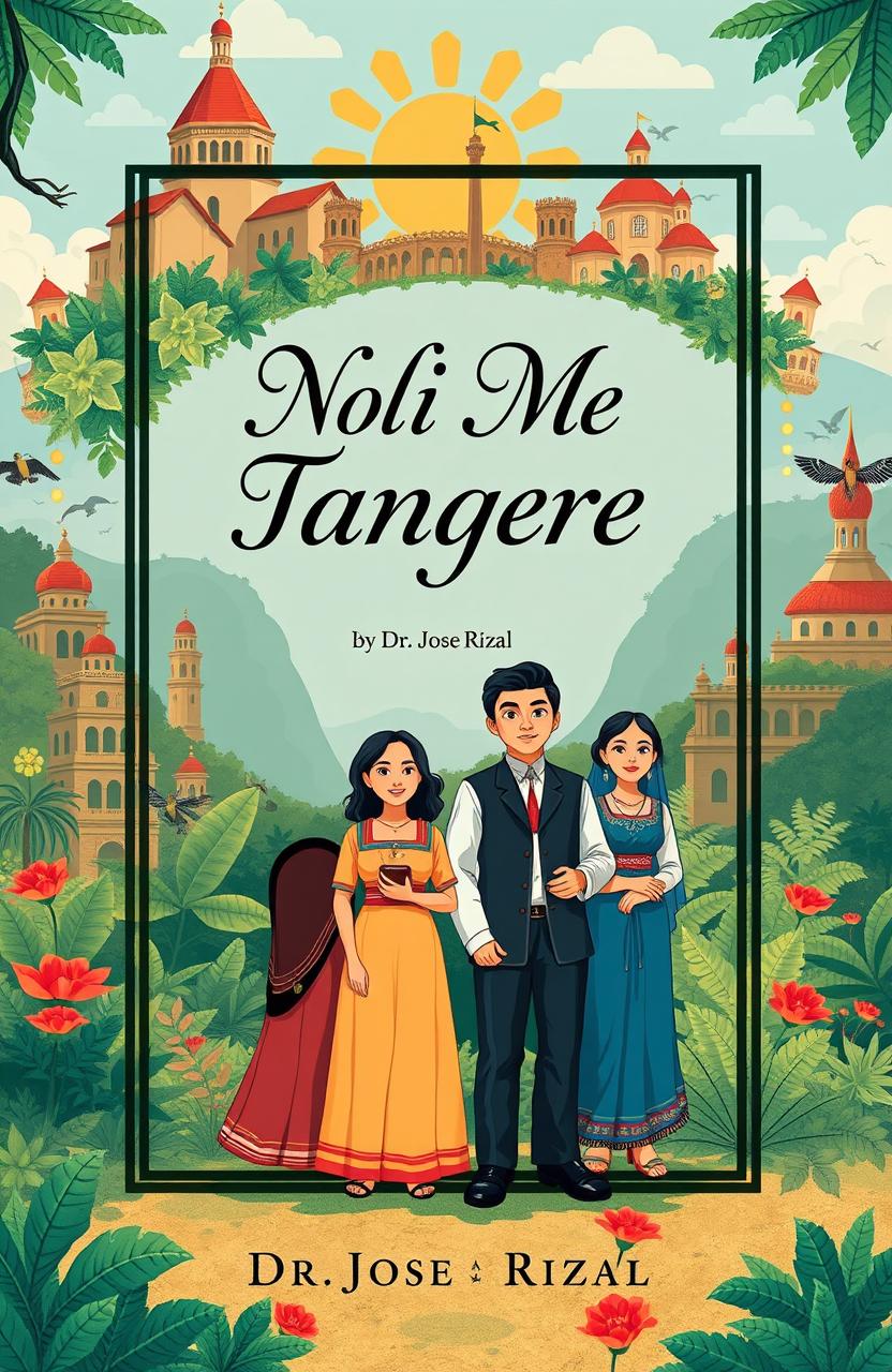 An A4 book cover design for the novel 'Noli Me Tangere' by Dr