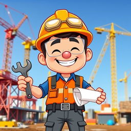 A cartoonish Bitmoji of an engineer man, showcasing a confident and cheerful expression