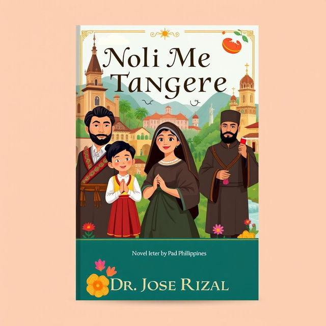 An A4 book cover design for the novel 'Noli Me Tangere' by Dr