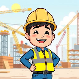 A Bitmoji-style cartoon illustration of a man wearing a safety helmet, showcasing a cheerful expression