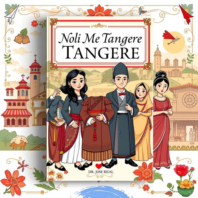 An A4 book cover design for the novel 'Noli Me Tangere' by Dr