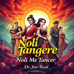 A vibrant A4 book cover design for the novel 'Noli Me Tangere' by Dr