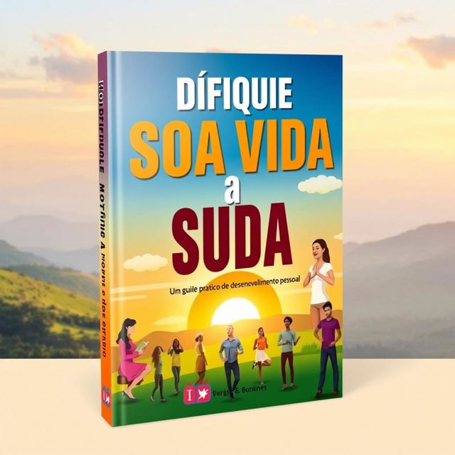 A vibrant and inspiring book cover for 'Modifique a Sua Vida: Um Guia Prático de Desenvolvimento Pessoal'