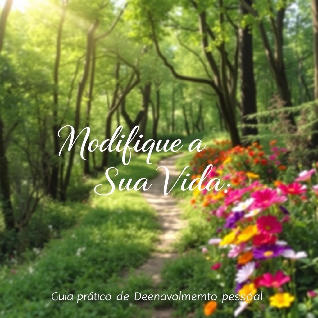 A serene and inspiring landscape featuring a winding path through a lush green forest, with soft sunlight filtering through the leaves