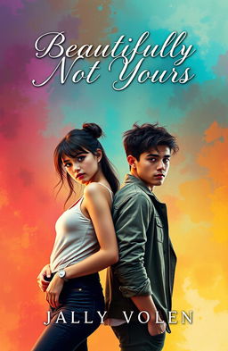 A captivating book cover featuring a beautiful girl with a bi or tomboy aesthetic, displaying confidence and charm, standing alongside a handsome boy who exudes rugged attractiveness