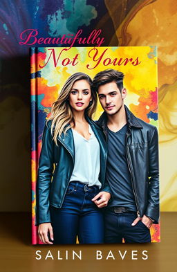 A captivating book cover featuring a beautiful girl with a bi or tomboy aesthetic, displaying confidence and charm, standing alongside a handsome boy who exudes rugged attractiveness