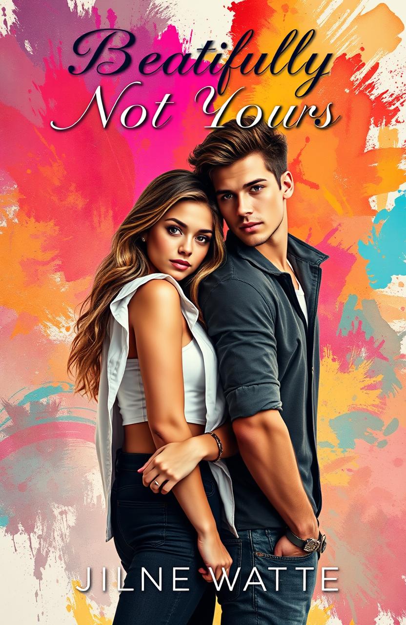 A captivating book cover featuring a beautiful girl with a bi or tomboy aesthetic, displaying confidence and charm, standing alongside a handsome boy who exudes rugged attractiveness