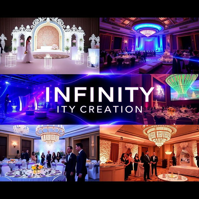 A dynamic promotional video for a company named Infinity Creation, showcasing their expertise in event management