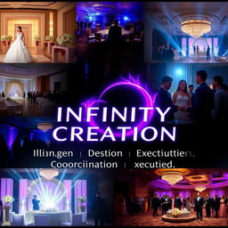 A dynamic promotional video for a company named Infinity Creation, showcasing their expertise in event management