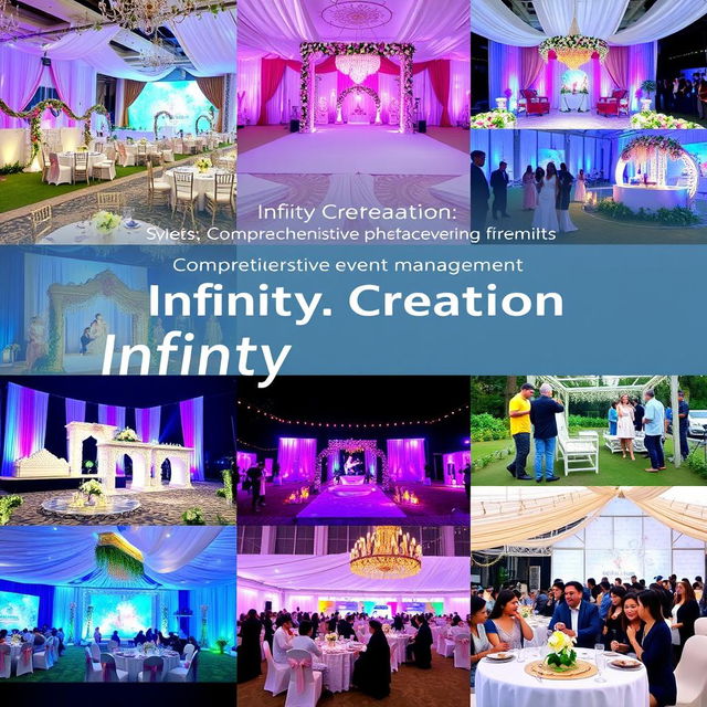 A vibrant and dynamic video showcasing the creativity and expertise of a company called Infinity Creation, specializing in comprehensive event management