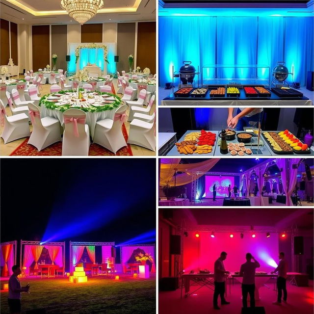 A series of professional images showcasing the creativity and expertise of Infinity Creation, a company specializing in event planning and management