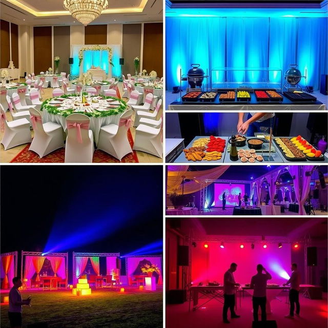 A series of professional images showcasing the creativity and expertise of Infinity Creation, a company specializing in event planning and management