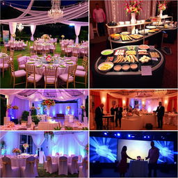 A series of professional images showcasing the creativity and expertise of Infinity Creation, a company specializing in comprehensive event planning and management