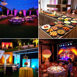 A series of professional images showcasing the creativity and expertise of Infinity Creation, a company specializing in comprehensive event planning and management
