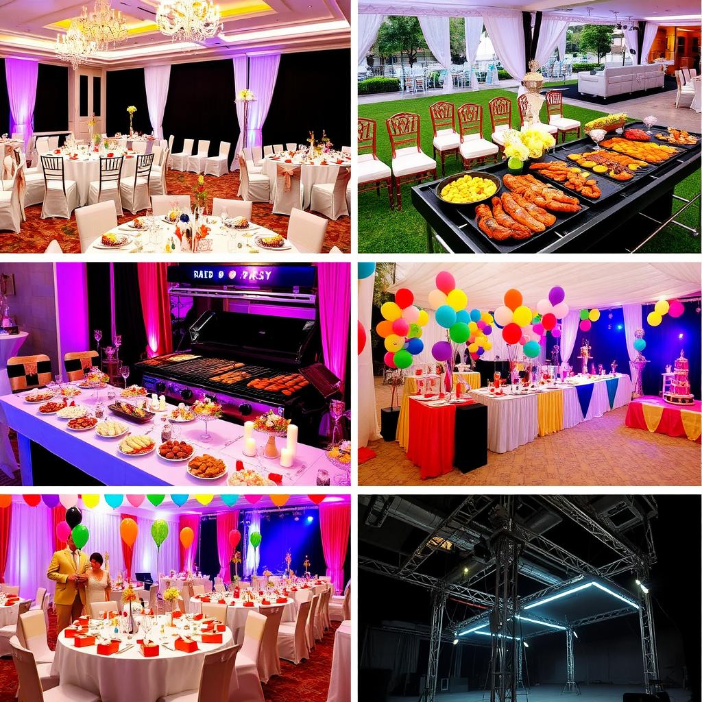 A series of professional images showcasing the creativity and expertise of Infinity Creation, a company specializing in event planning and management