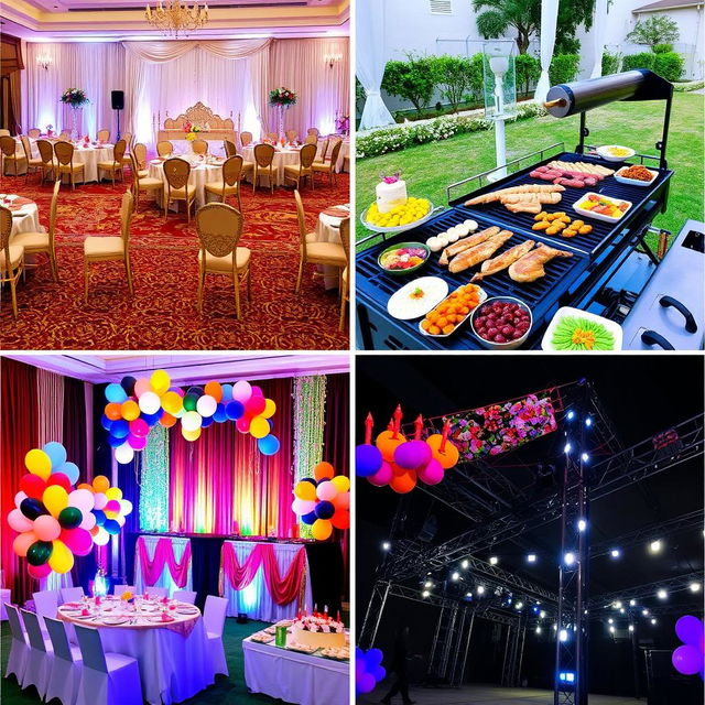 A series of professional images showcasing the creativity and expertise of Infinity Creation, a company specializing in event planning and management