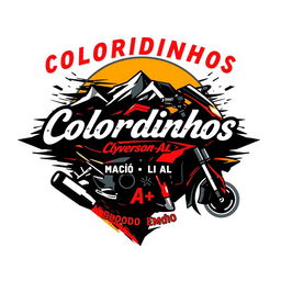 Create a T-shirt design for a motorcycle group called **Coloridinhos**, based in **Maceió-AL**