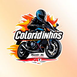 Create a T-shirt design for a motorcycle group called **Coloridinhos**, based in **Maceió-AL**
