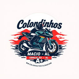 Create a T-shirt design for a motorcycle group called **Coloridinhos**, based in **Maceió-AL**