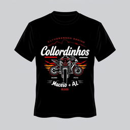 Create a T-shirt design for a motorcycle group called **Coloridinhos**, based in **Maceió-AL**