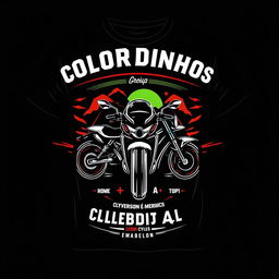 Create a T-shirt design for a motorcycle group called **Coloridinhos**, based in **Maceió-AL**