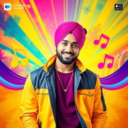 An eye-catching Instagram video cover featuring a charismatic male singer resembling Diljit Dosanjh
